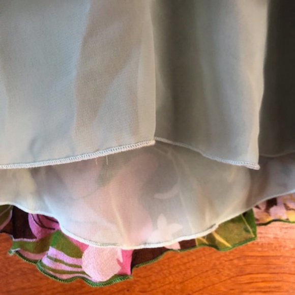 Anna Paul 100% Silk Flowered Mini Ruffled Skirt Size Small - Picture 6 of 8